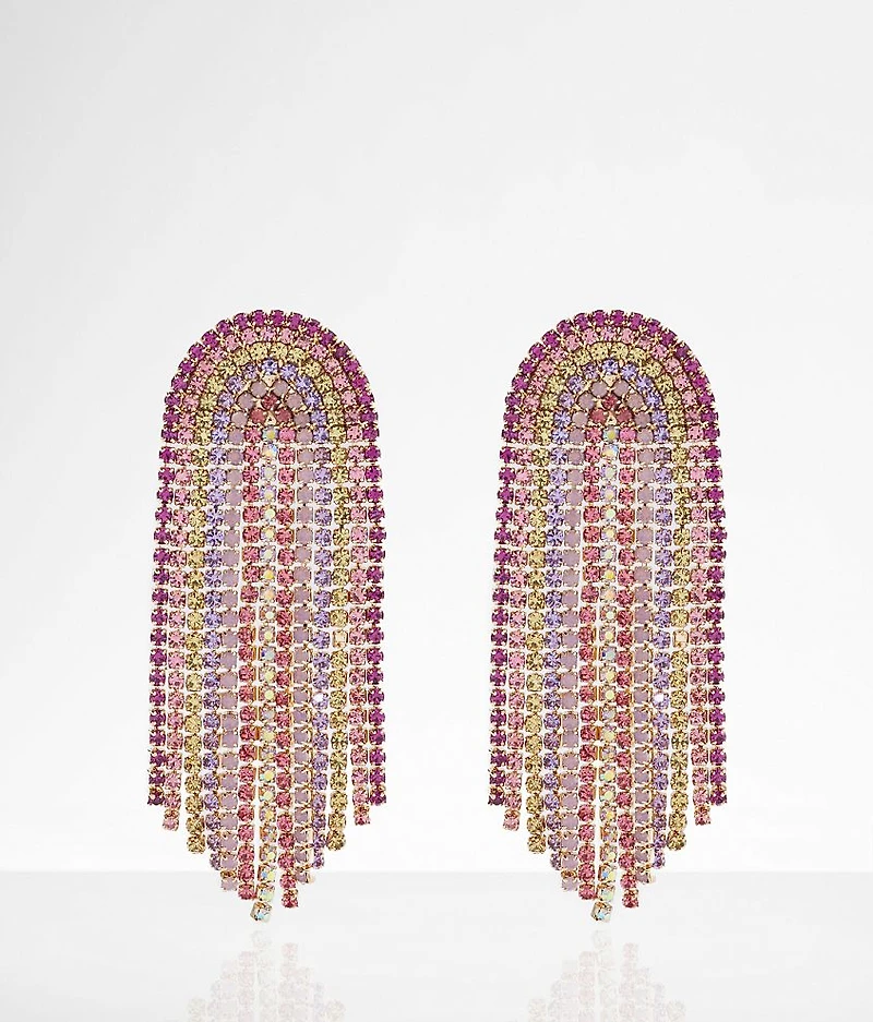 Rainbow Glitz Fringe Earring