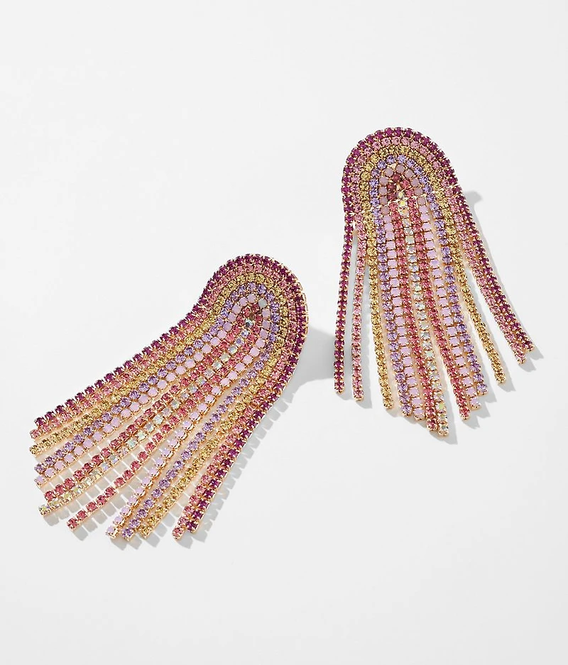 Rainbow Glitz Fringe Earring