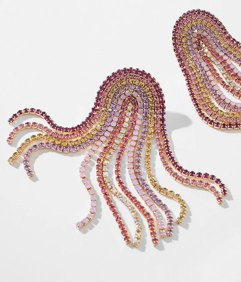 Rainbow Glitz Fringe Earring