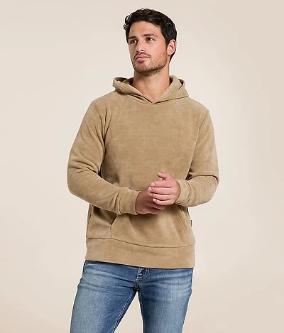 Ribbed Knit Hooded Sweatshirt