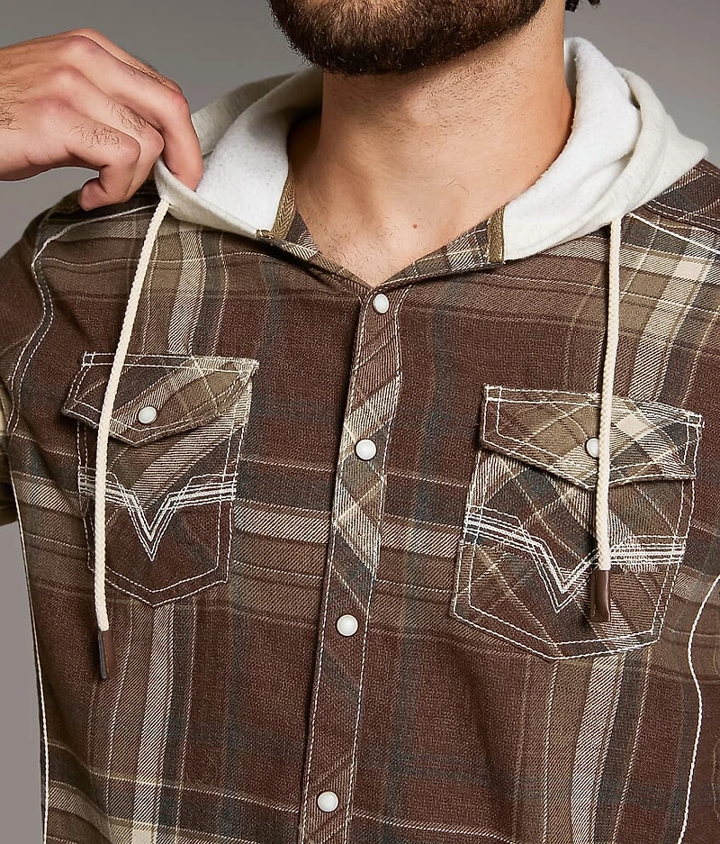 Plaid Athletic Hooded Shirt