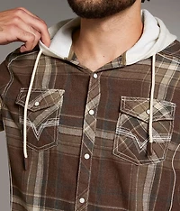 Plaid Athletic Hooded Shirt
