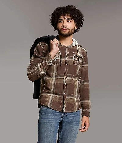 Plaid Athletic Hooded Shirt