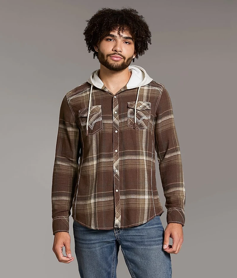 Plaid Athletic Hooded Shirt