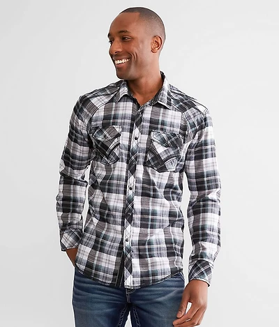 Buckle Black Plaid Athletic Stretch Shirt