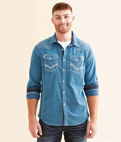 Buckle Black Embroidered Standard Stretch Shirt