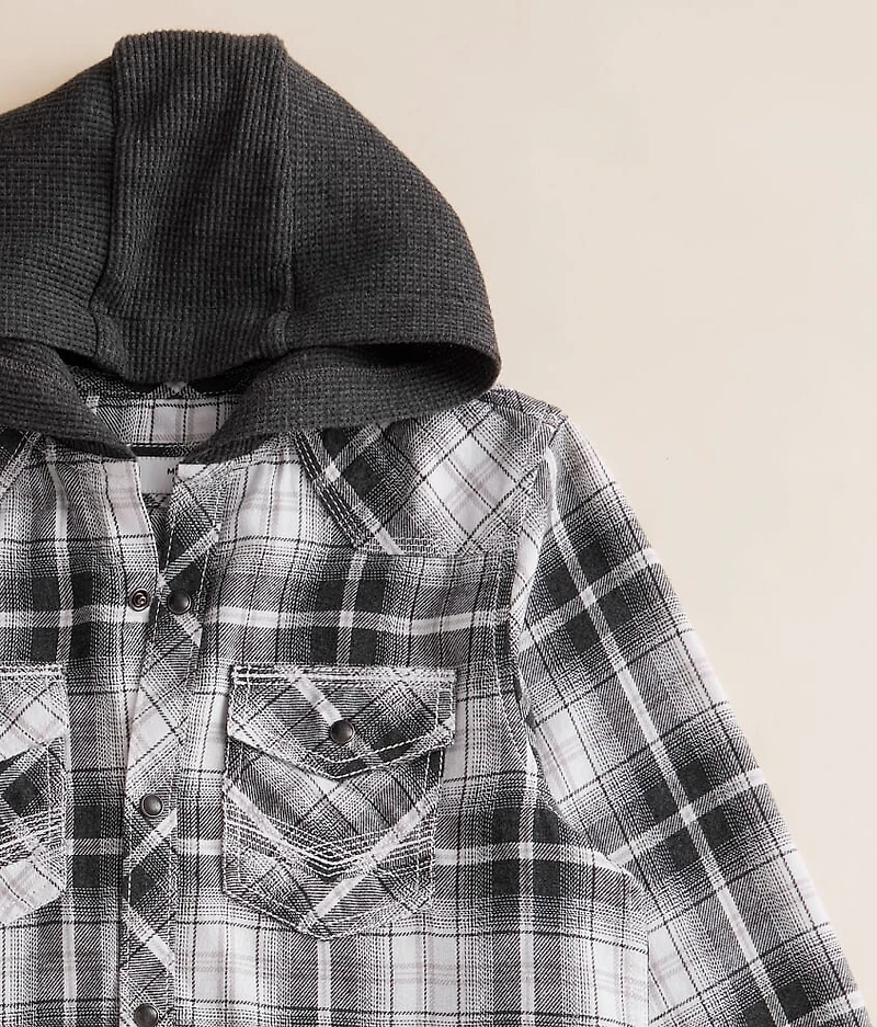 Boys - Plaid Hooded Shirt