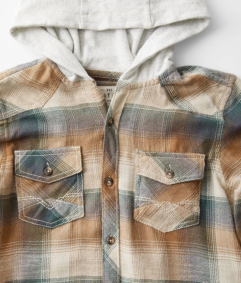 Boys - Plaid Hooded Shirt