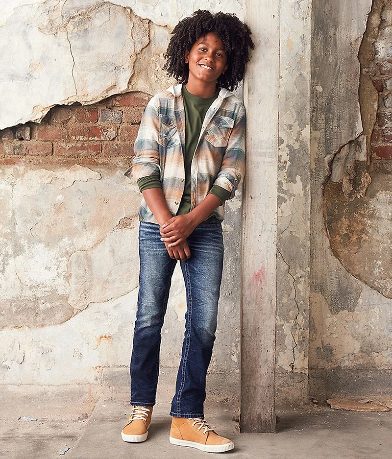 Boys - Plaid Hooded Shirt