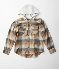 Boys - Plaid Hooded Shirt