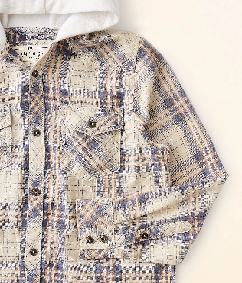 Boys - Plaid Hooded Shirt