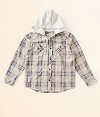 Boys - Plaid Hooded Shirt