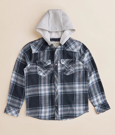 Boys - Plaid Hooded Shirt