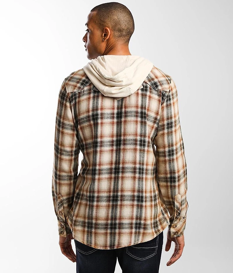 Plaid Athletic Hooded Flannel Shirt