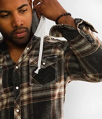Plaid Athletic Hooded Shirt