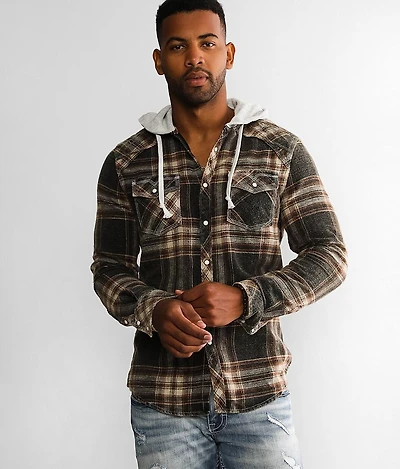 Plaid Athletic Hooded Shirt
