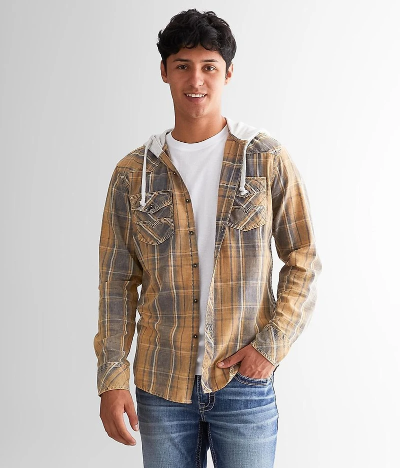 Plaid Athletic Hooded Shirt