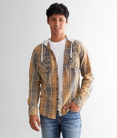 Plaid Athletic Hooded Shirt