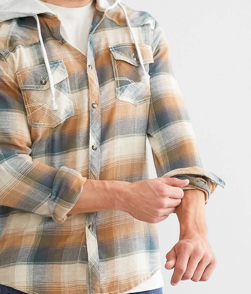 Plaid Athletic Hooded Shirt