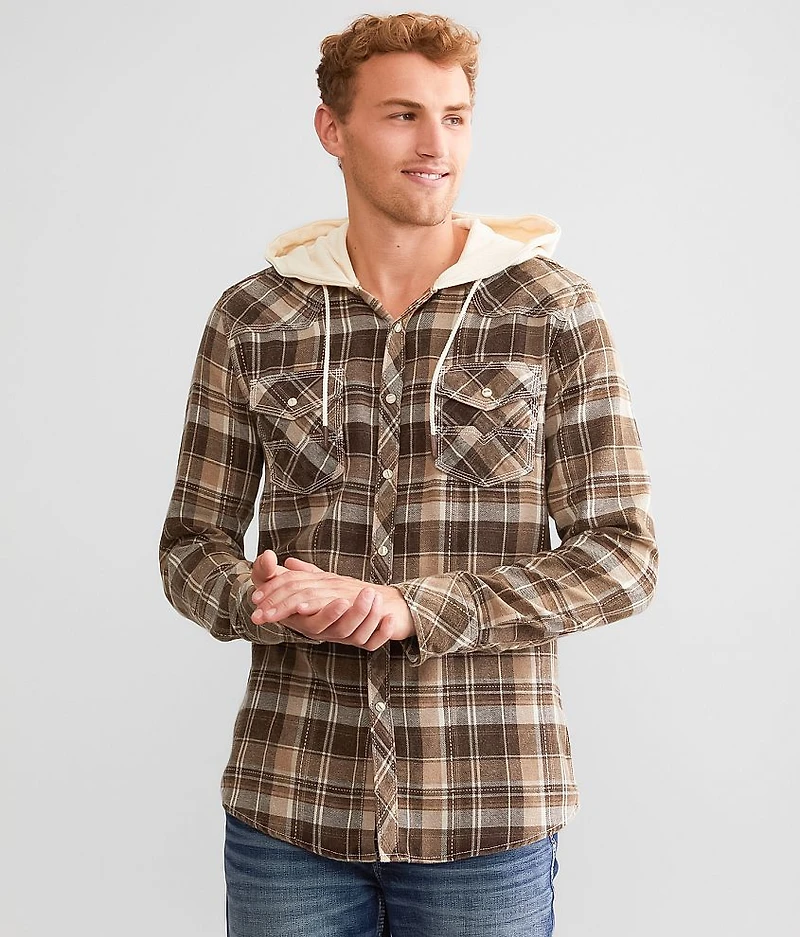 Plaid Athletic Hooded Shirt