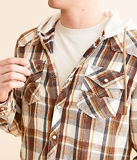 Plaid Athletic Hooded Shirt