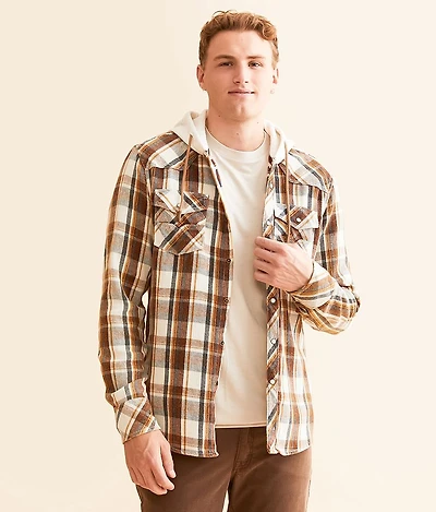 Plaid Athletic Hooded Shirt