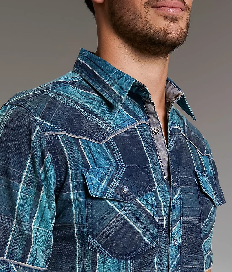Washed Plaid Athletic Shirt