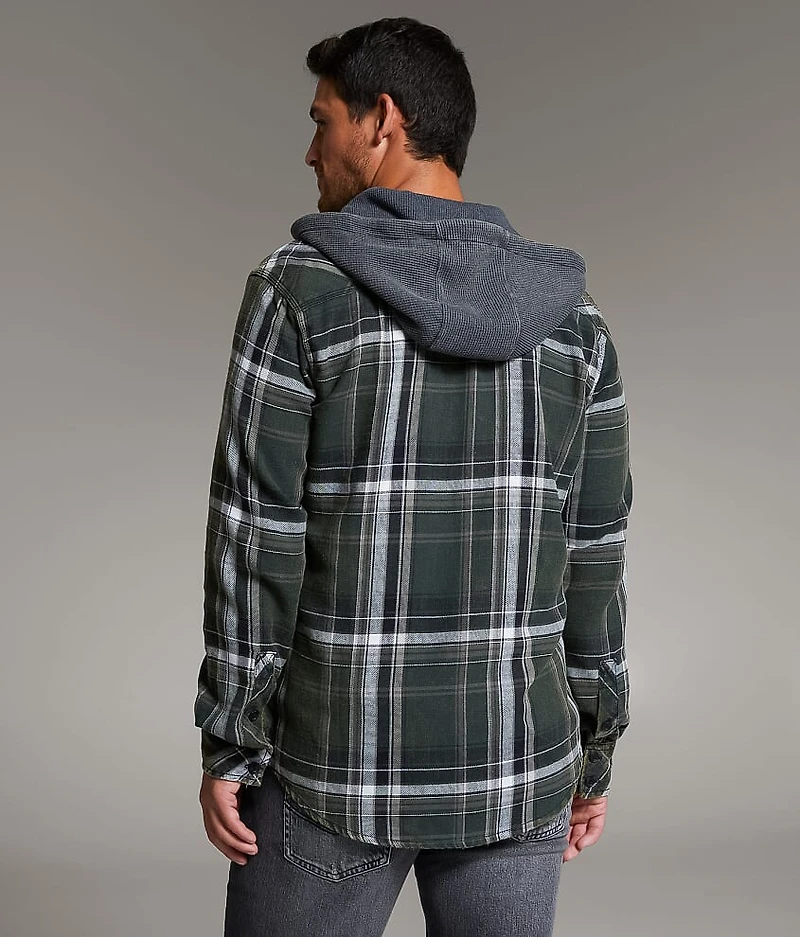 Athletic Plaid Hooded Shirt