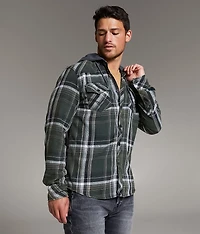 Athletic Plaid Hooded Shirt