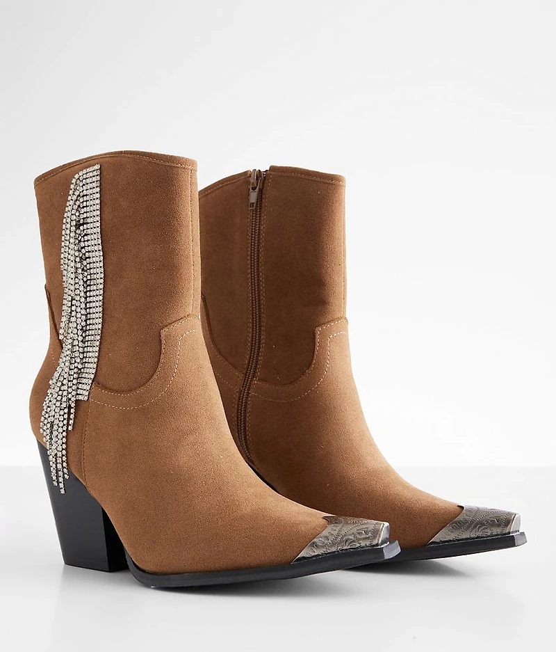 Rhinestone Fringe Western Ankle Boot