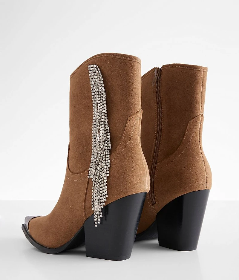 Rhinestone Fringe Western Ankle Boot