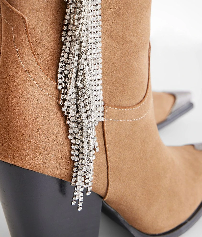 Rhinestone Fringe Western Ankle Boot