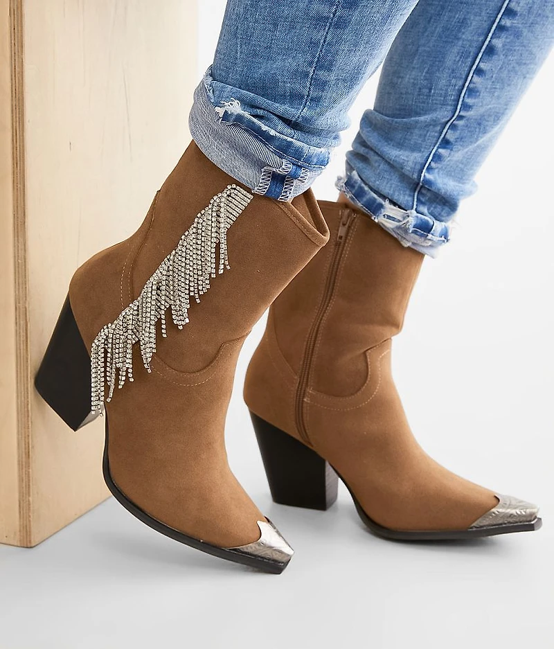 Rhinestone Fringe Western Ankle Boot
