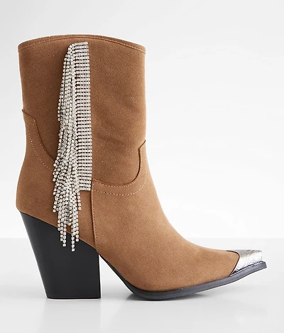 Rhinestone Fringe Western Ankle Boot