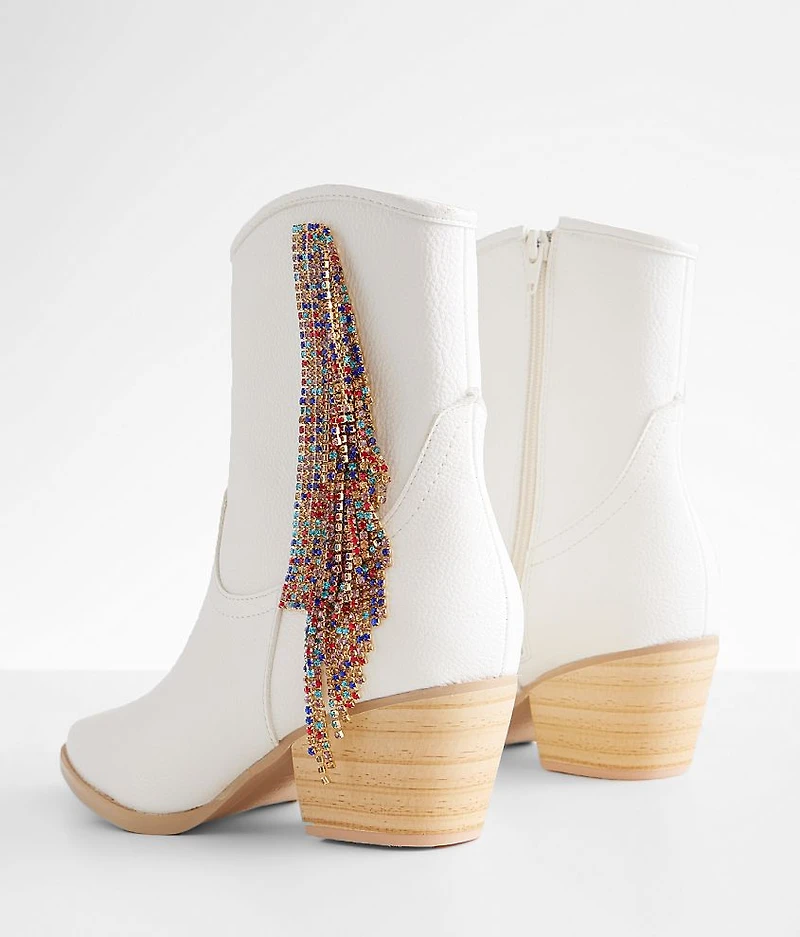 Rhinestone Fringe Western Ankle Boot