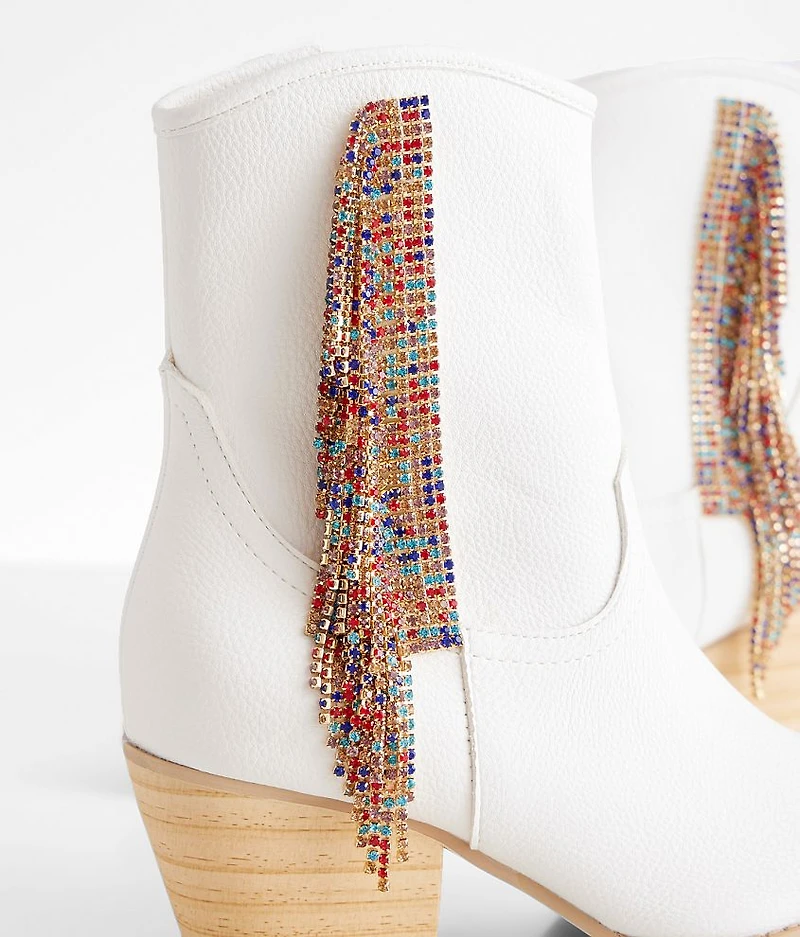 Rhinestone Fringe Western Ankle Boot