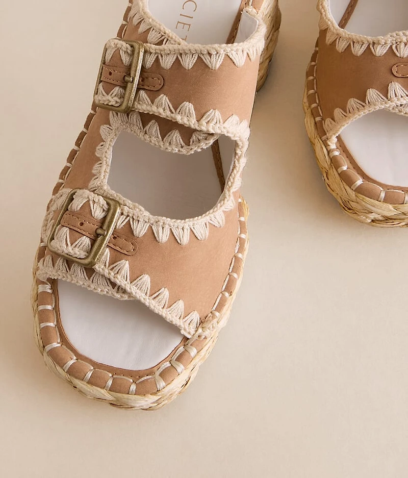 Rae Embroidered Wedge Sandal