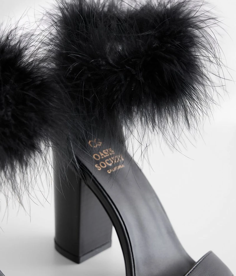 Sasha Feather Heeled Sandal