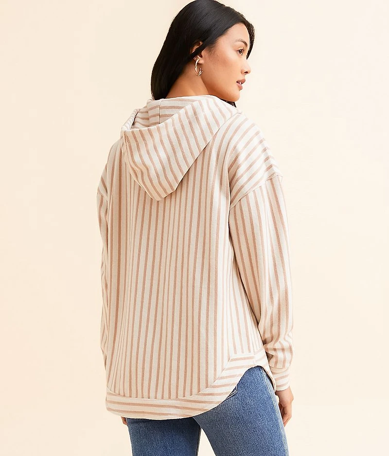 Striped Fleece Hooded Sweatshirt