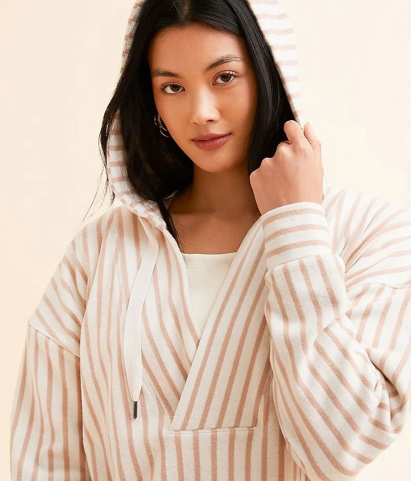 Striped Fleece Hooded Sweatshirt