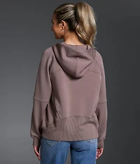 Pieced Rib Knit Hoodie