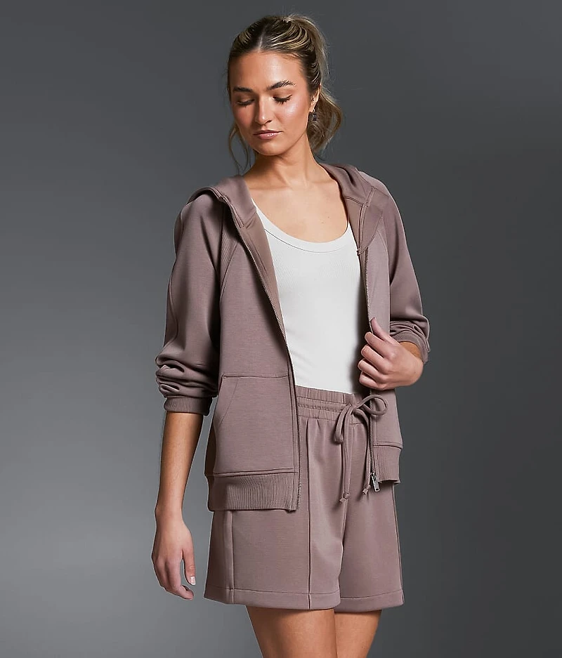 Pieced Rib Knit Hoodie