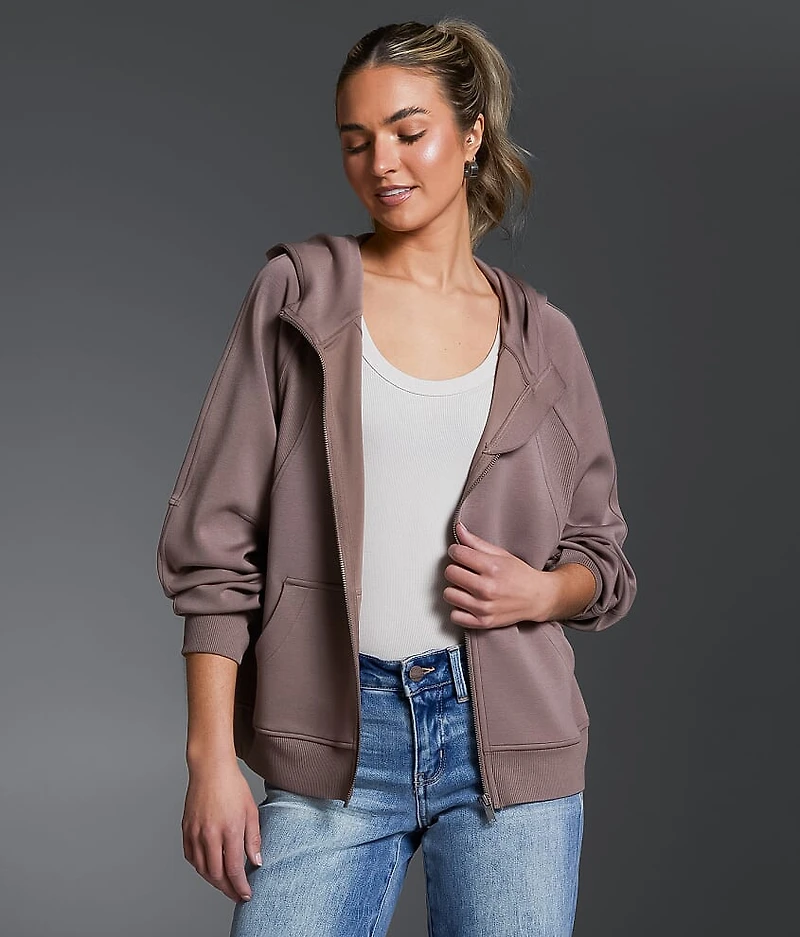 Pieced Rib Knit Hoodie