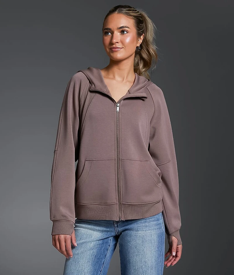 Pieced Rib Knit Hoodie