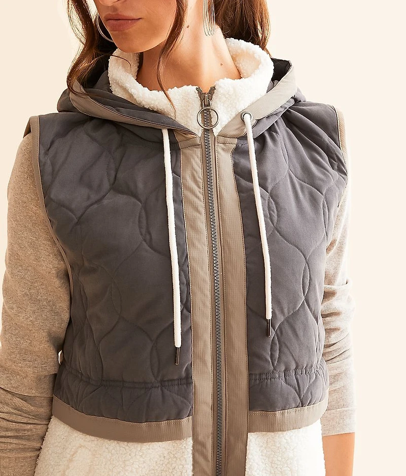 Quilted Sherpa Hooded Vest