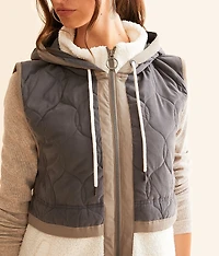 Quilted Sherpa Hooded Vest
