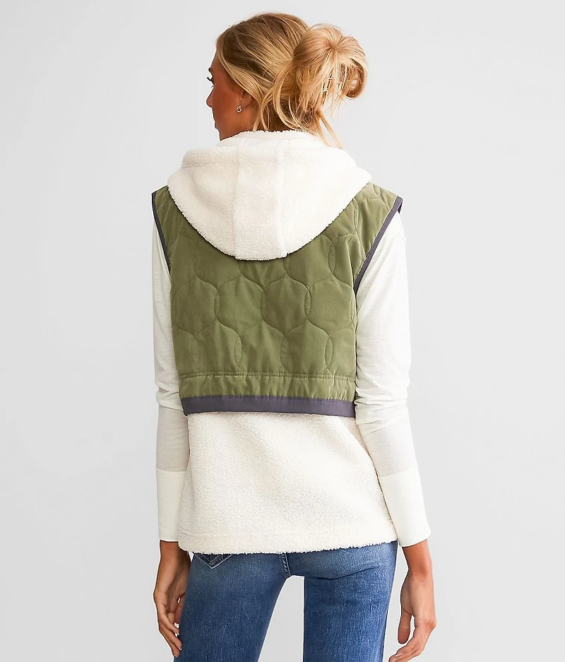 Pieced Sherpa Hooded Vest
