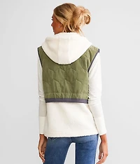 Pieced Sherpa Hooded Vest
