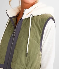 Pieced Sherpa Hooded Vest