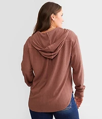 Ribbed Knit Hooded Shirt